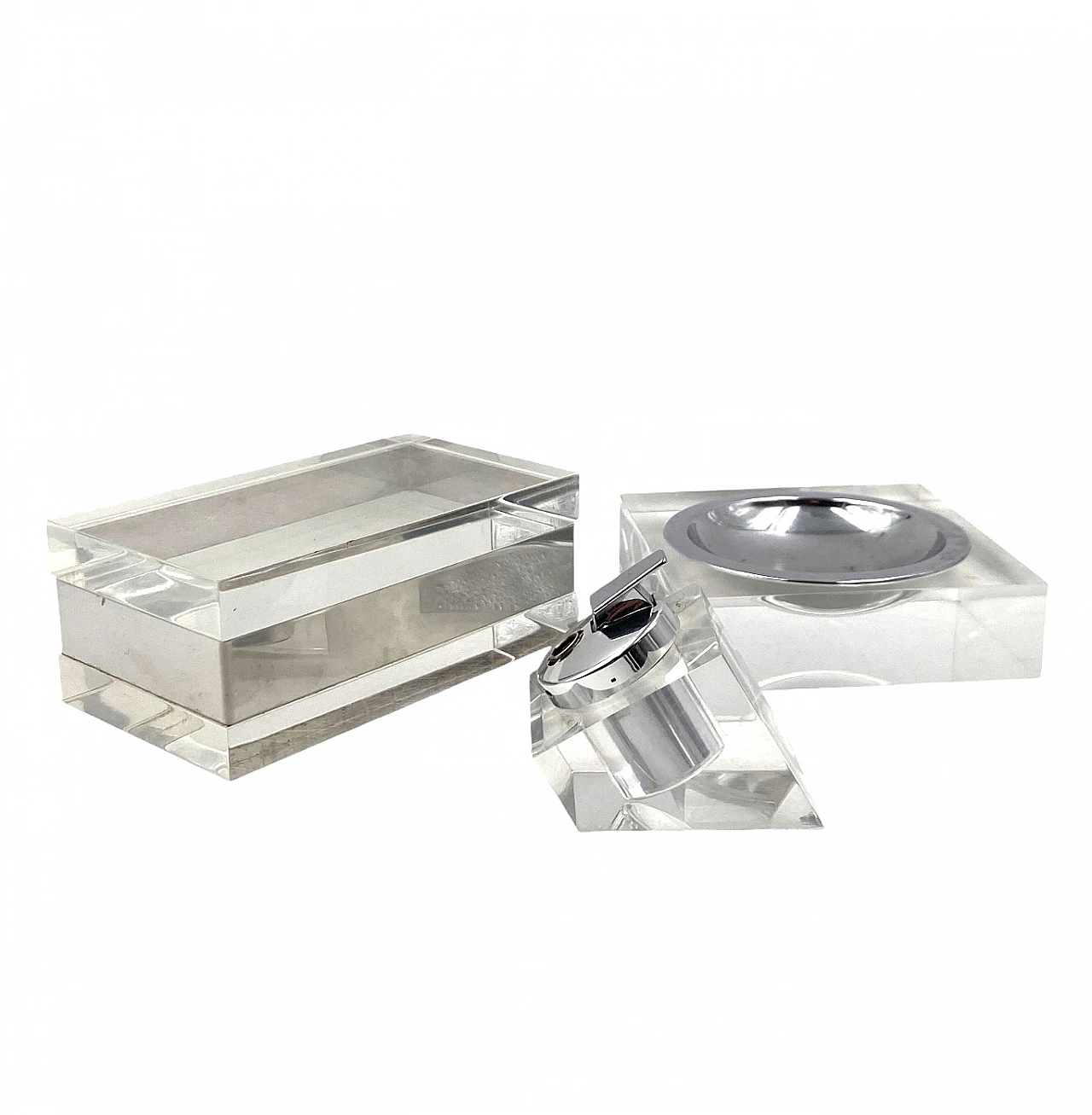 Hollywood regency lucite tuxedo set, Guzzini Italy 1970 13