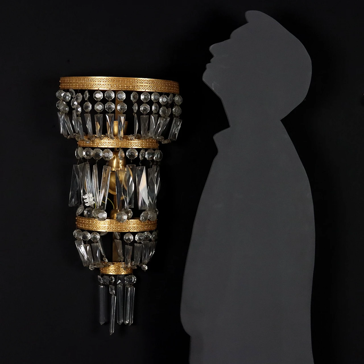 3 Applique stile Impero in ottone cesellato e cristallo 2