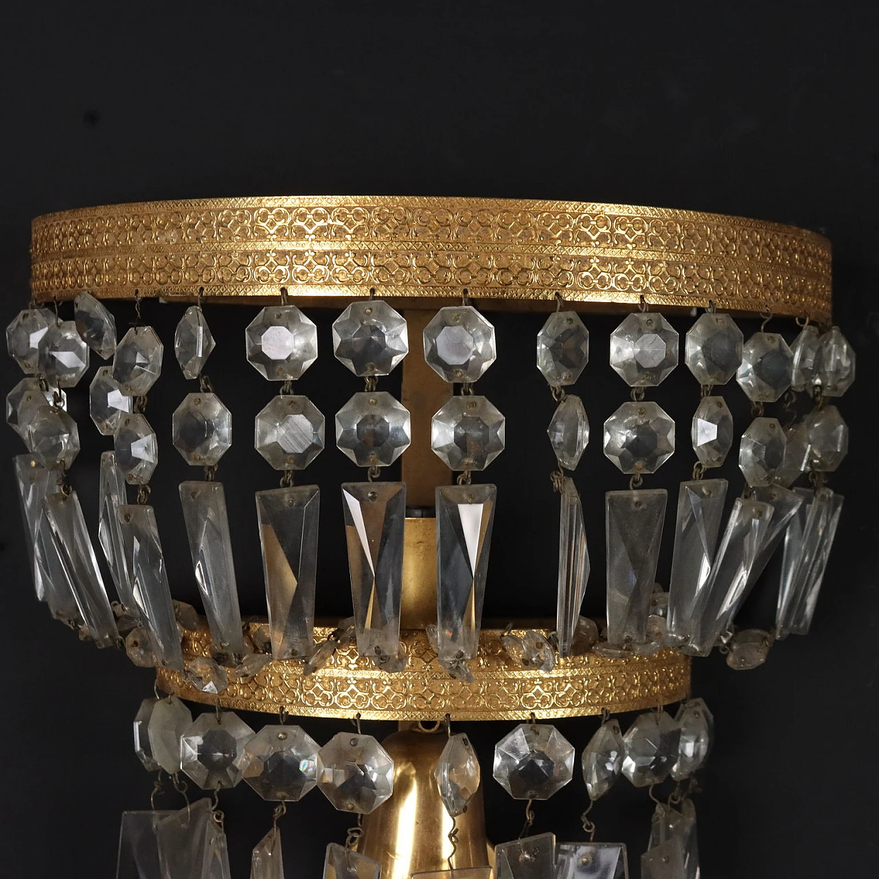 3 Applique stile Impero in ottone cesellato e cristallo 4