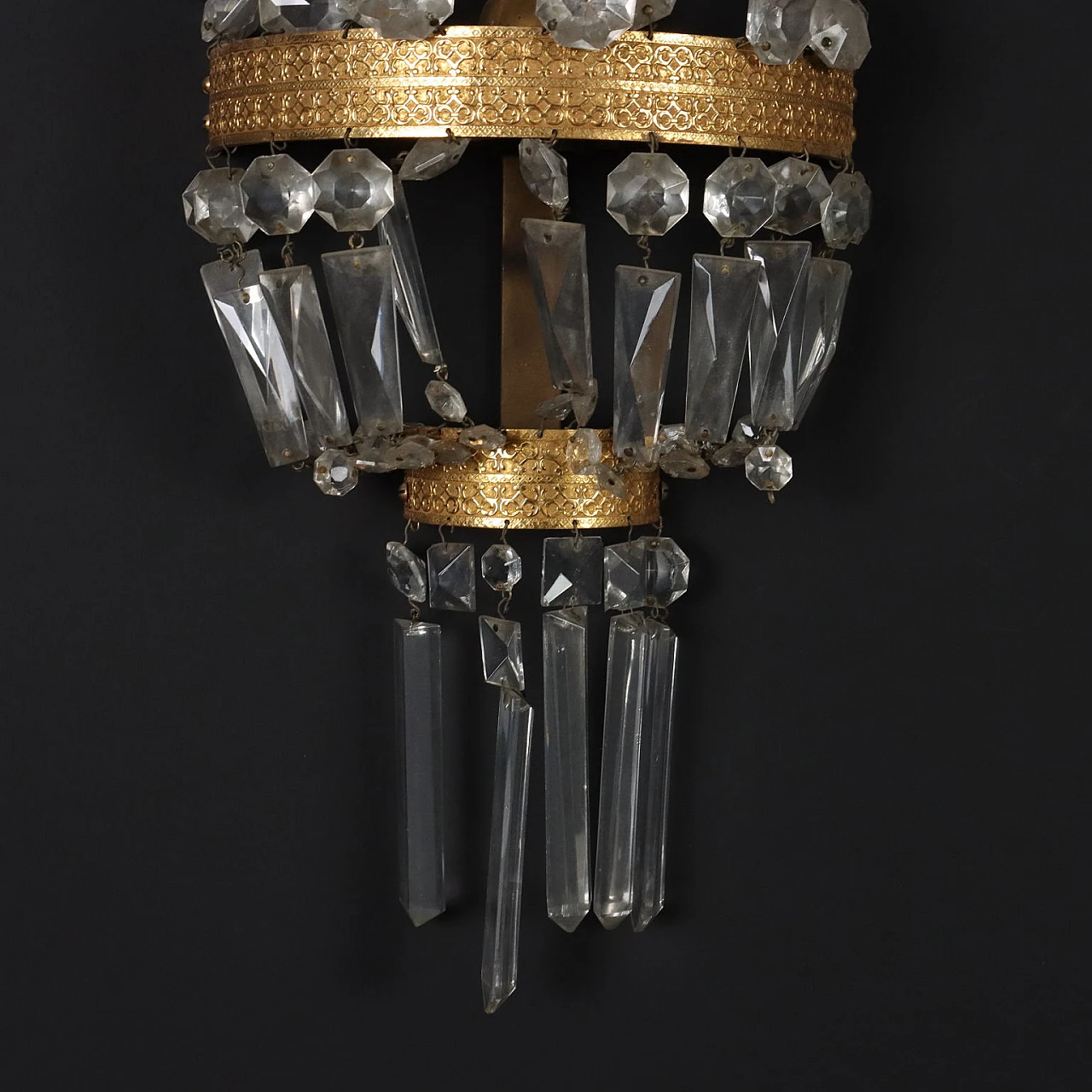 3 Applique stile Impero in ottone cesellato e cristallo 5