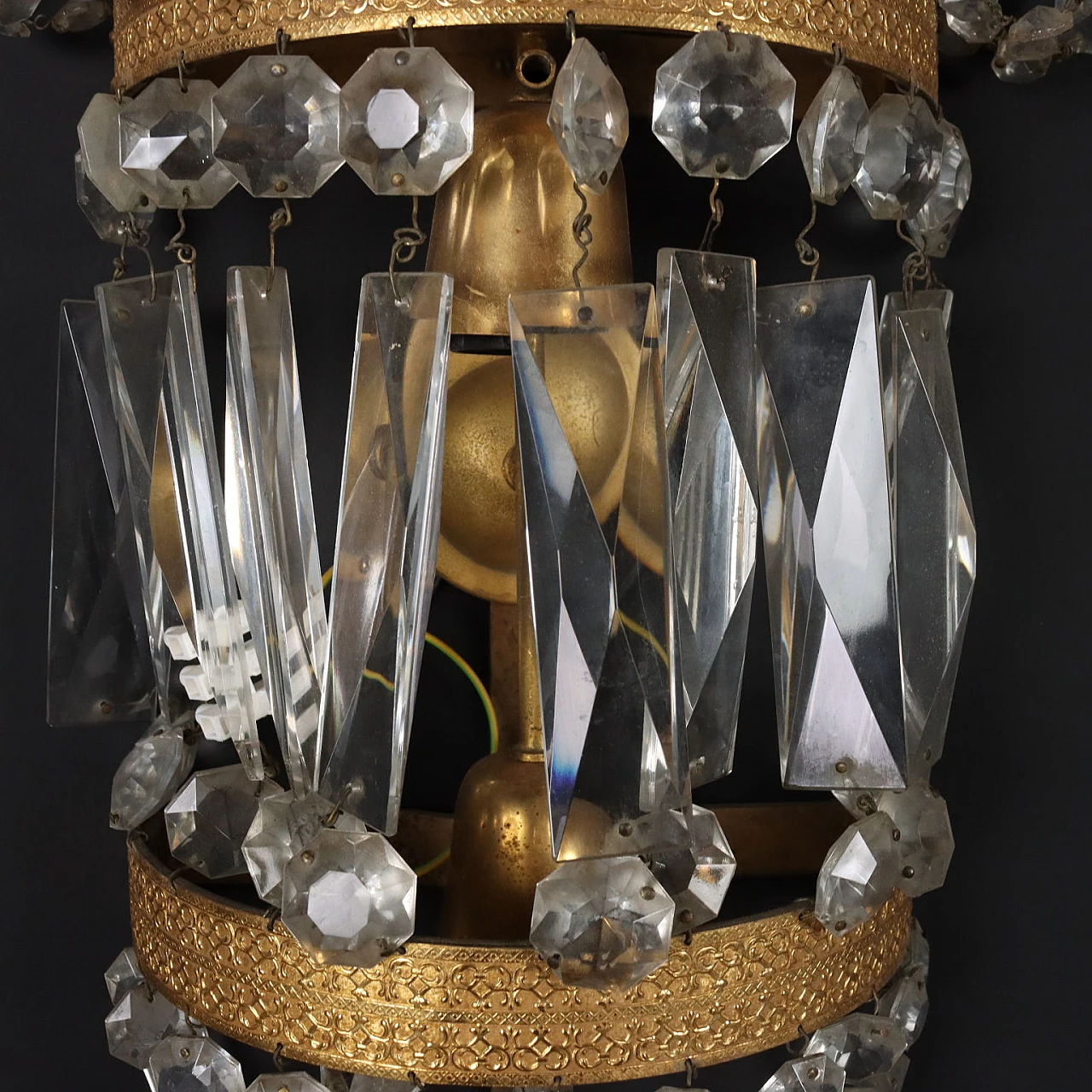 3 Applique stile Impero in ottone cesellato e cristallo 6