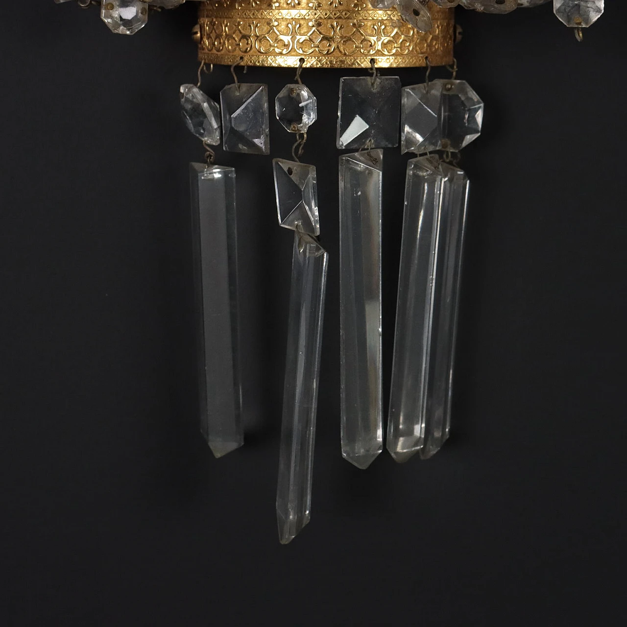 3 Applique stile Impero in ottone cesellato e cristallo 7