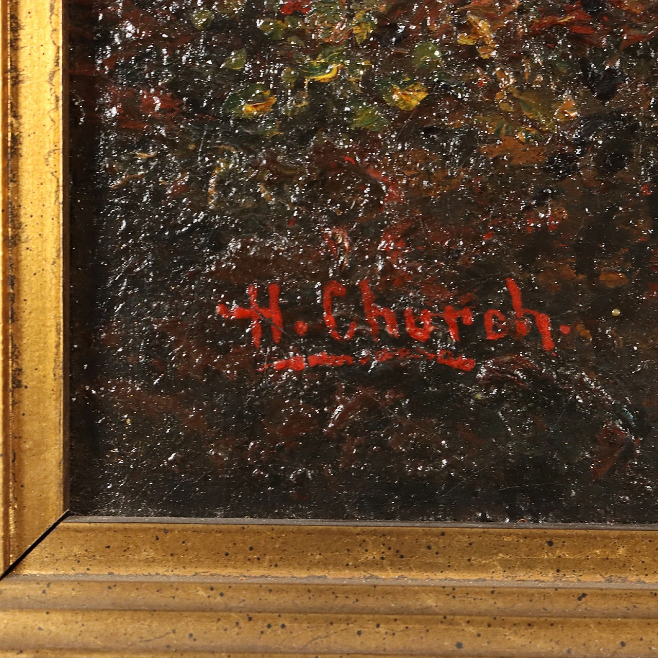 Paesaggio boschivo con casolari, olio su tela, '800 7