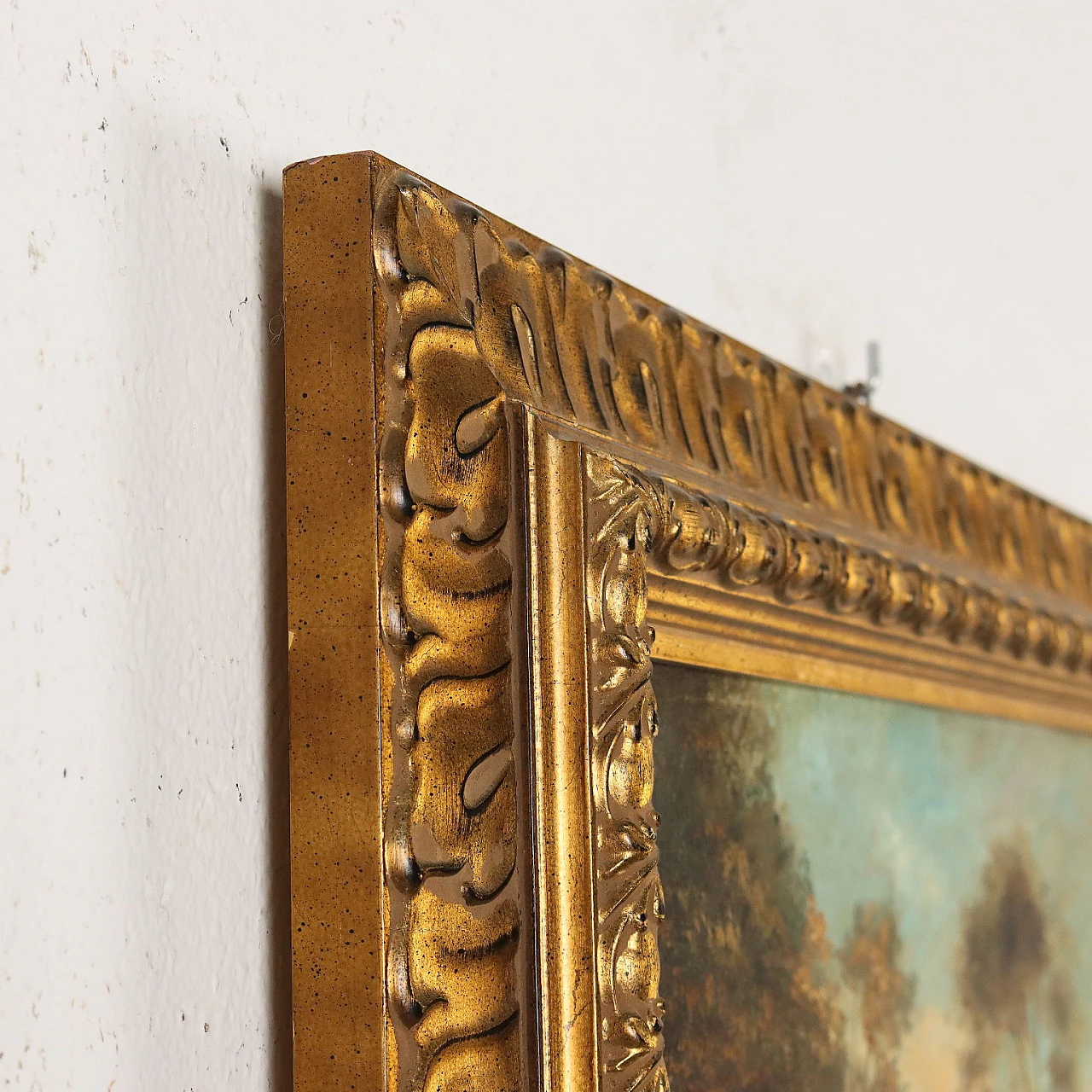 Paesaggio boschivo con casolari, olio su tela, '800 9