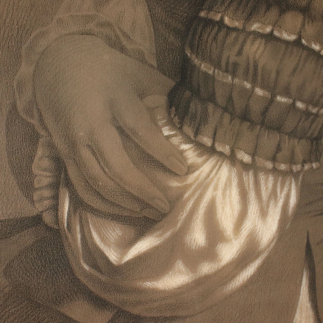 E. Bianchi, ritratto di giovane dama, disegno a tecnica mista, '800 5