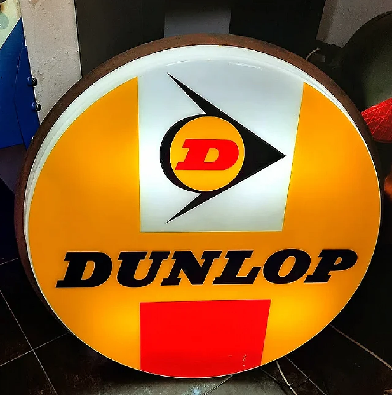 Dunlop plastic and metal sign, late 20th century 1