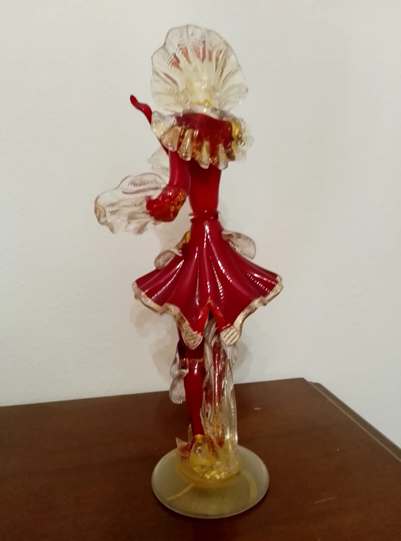 Coppia damine goldoniane in vetro di Murano, '900 2