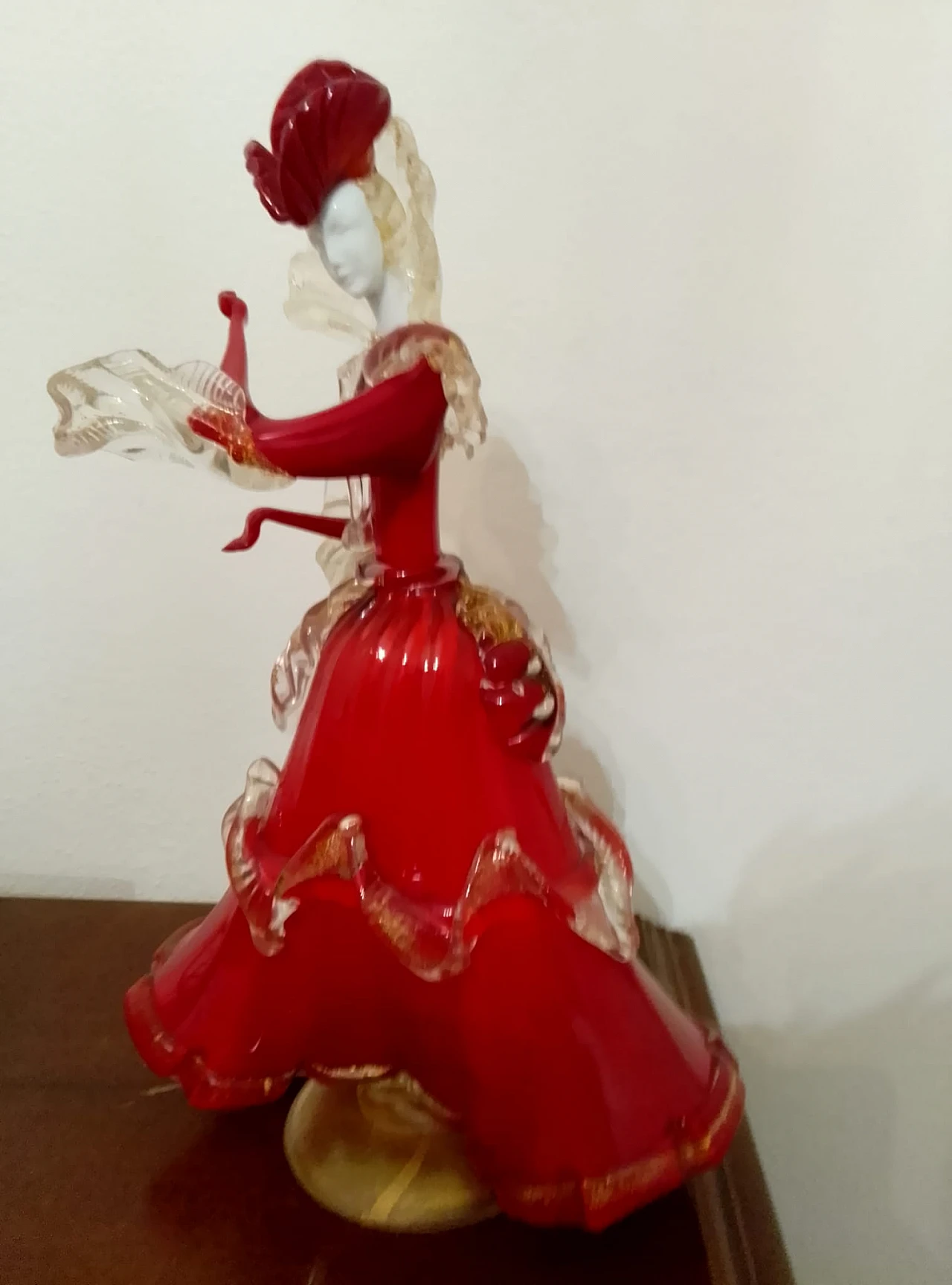 Coppia damine goldoniane in vetro di Murano, '900 8