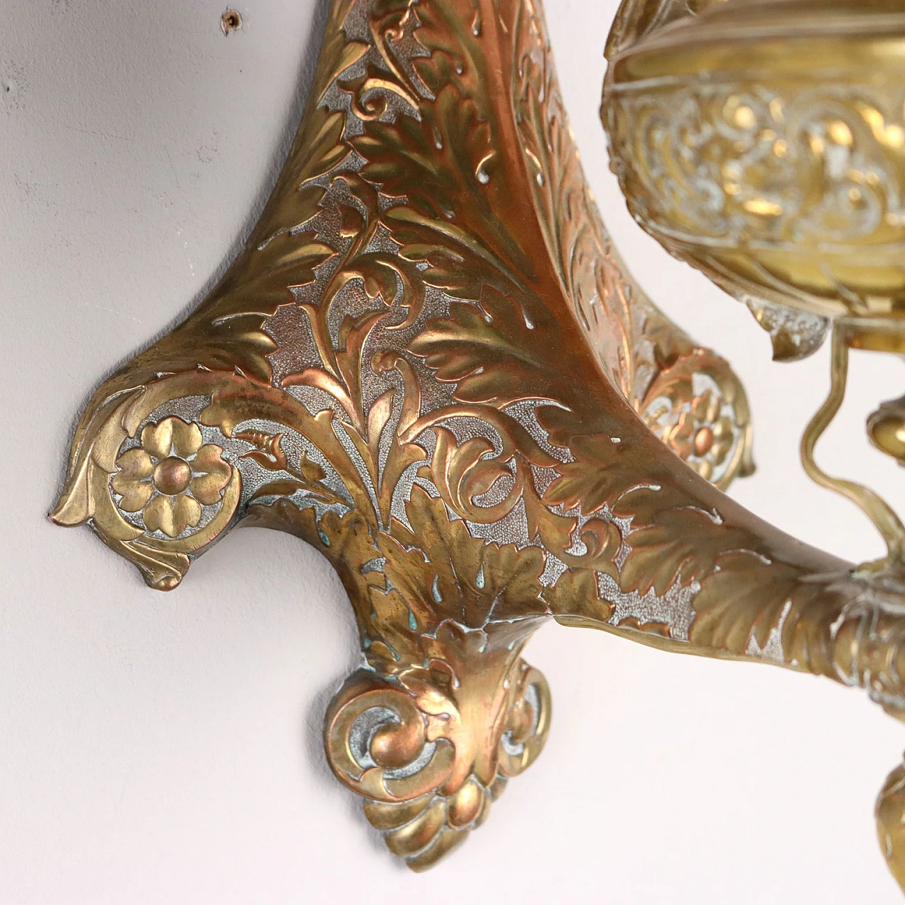 Pair of wall oil lamps in green glass by Wild & Wessel, 19th century 8