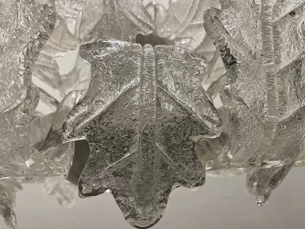 Pair of Murano frosted glass chandeliers by Sylcom Murano, 1970's 7