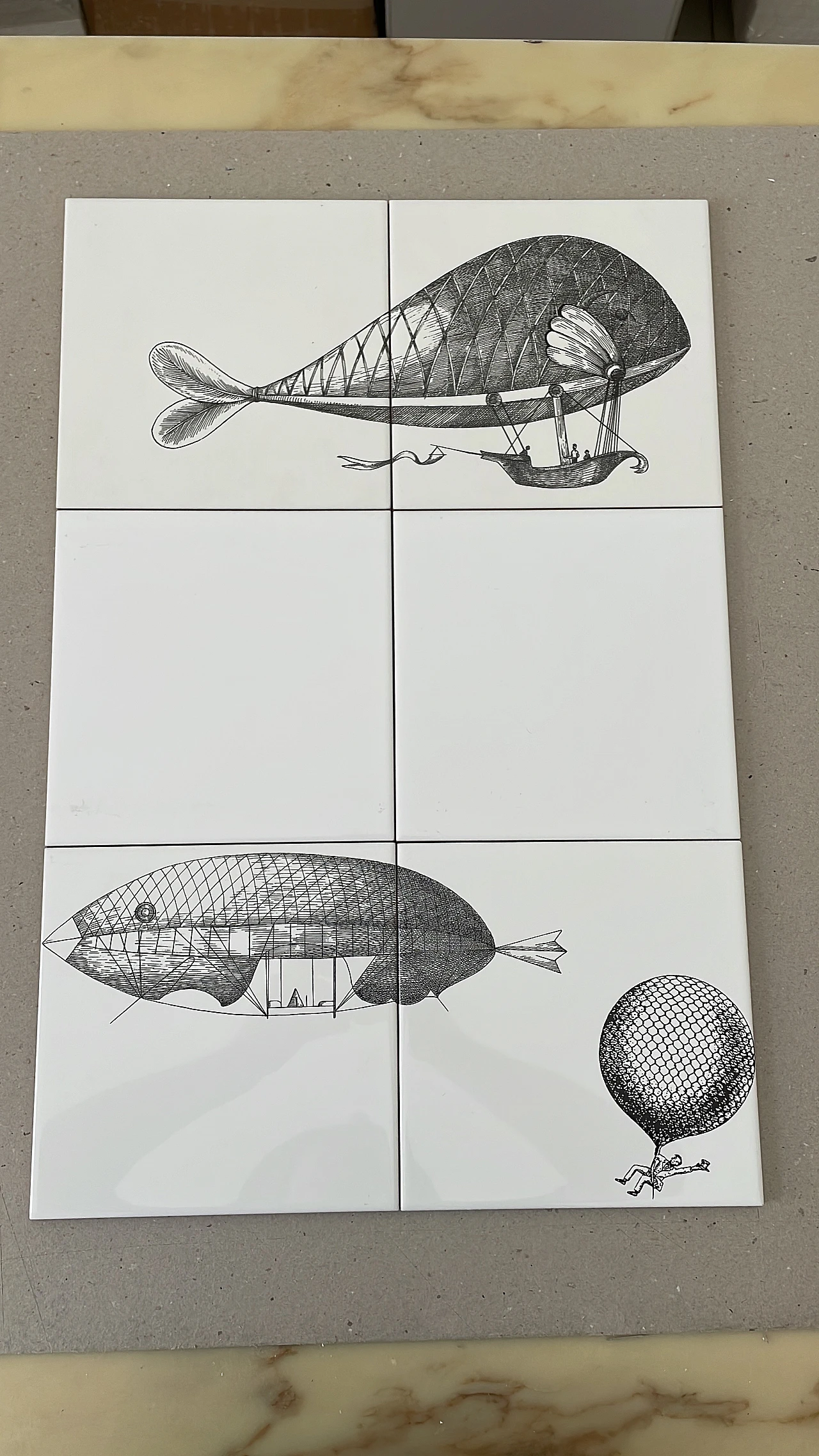 Fornasetti Macchine Volanti tiles, 2000 1