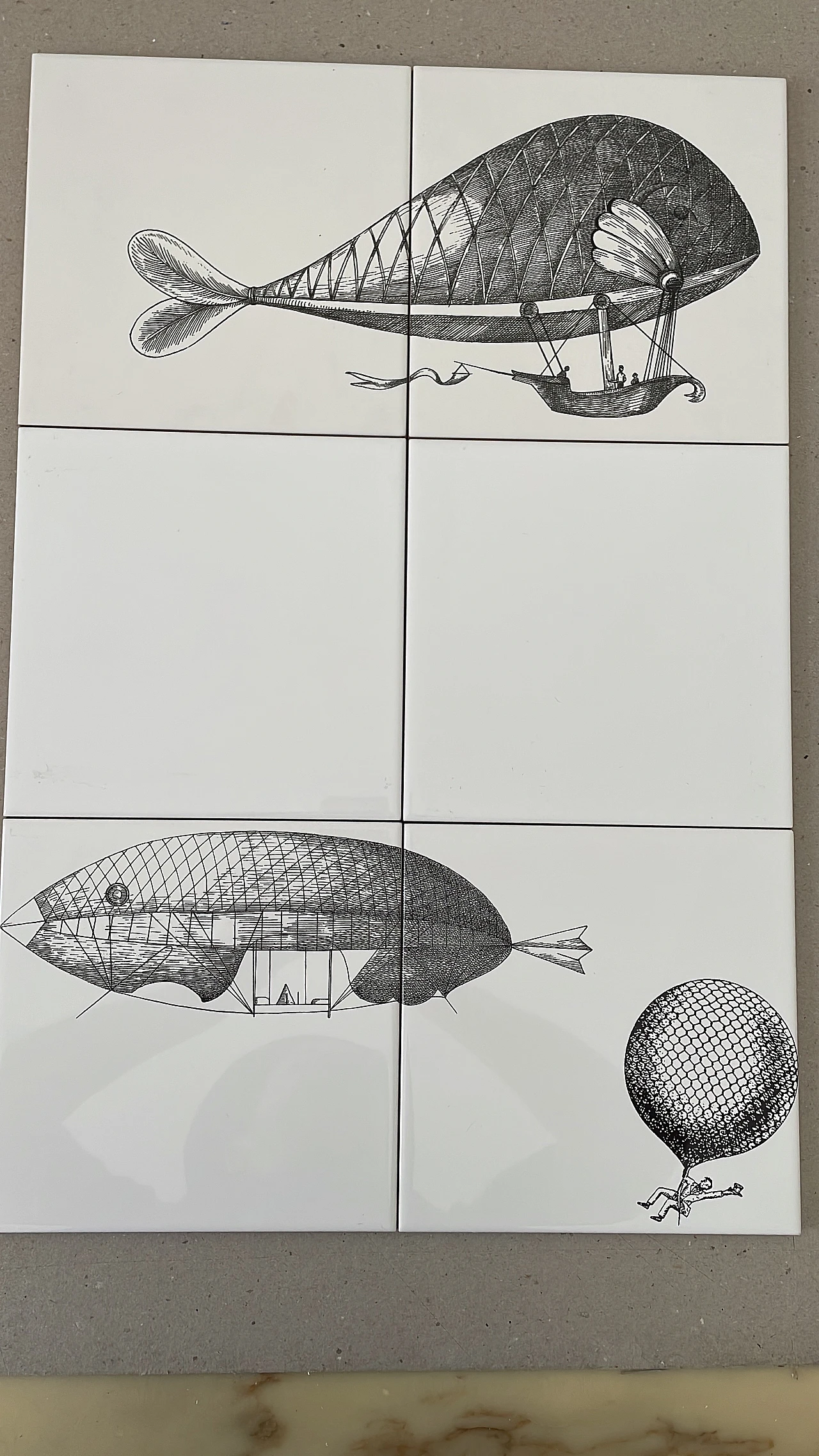 Fornasetti Macchine Volanti tiles, 2000 2