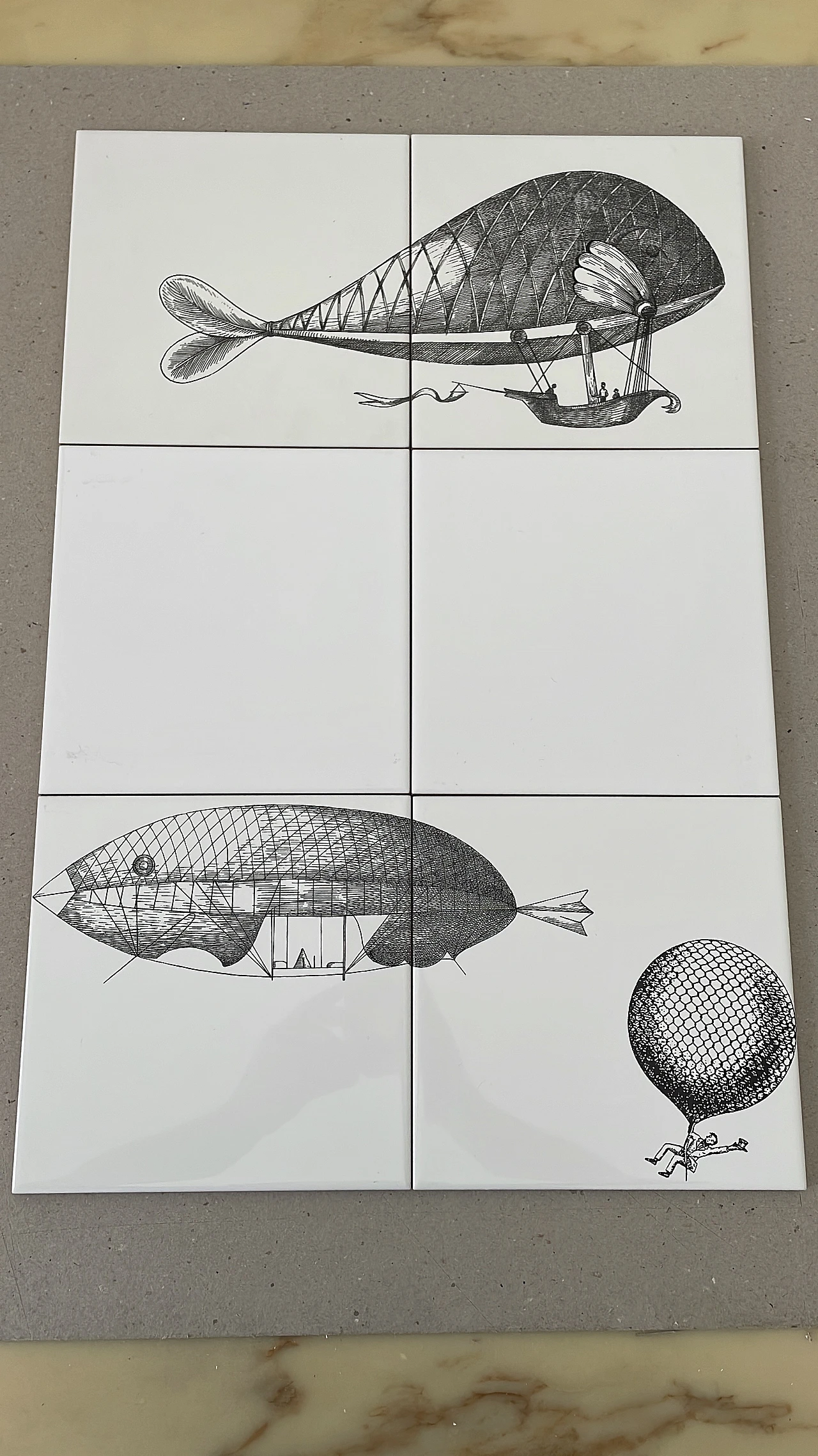 Fornasetti Macchine Volanti tiles, 2000 4