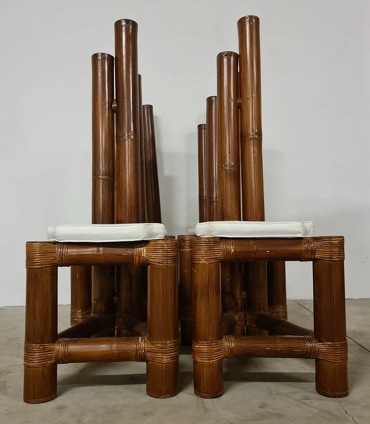 6 sedie in bambù, anni '70 1