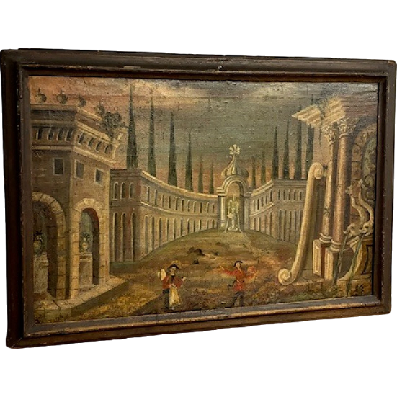 Capriccio Architettonico, dipinto antico a olio su tela, '600 14