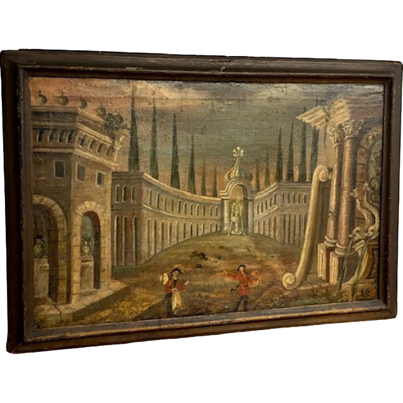 Capriccio Architettonico, dipinto antico a olio su tela, '600 15