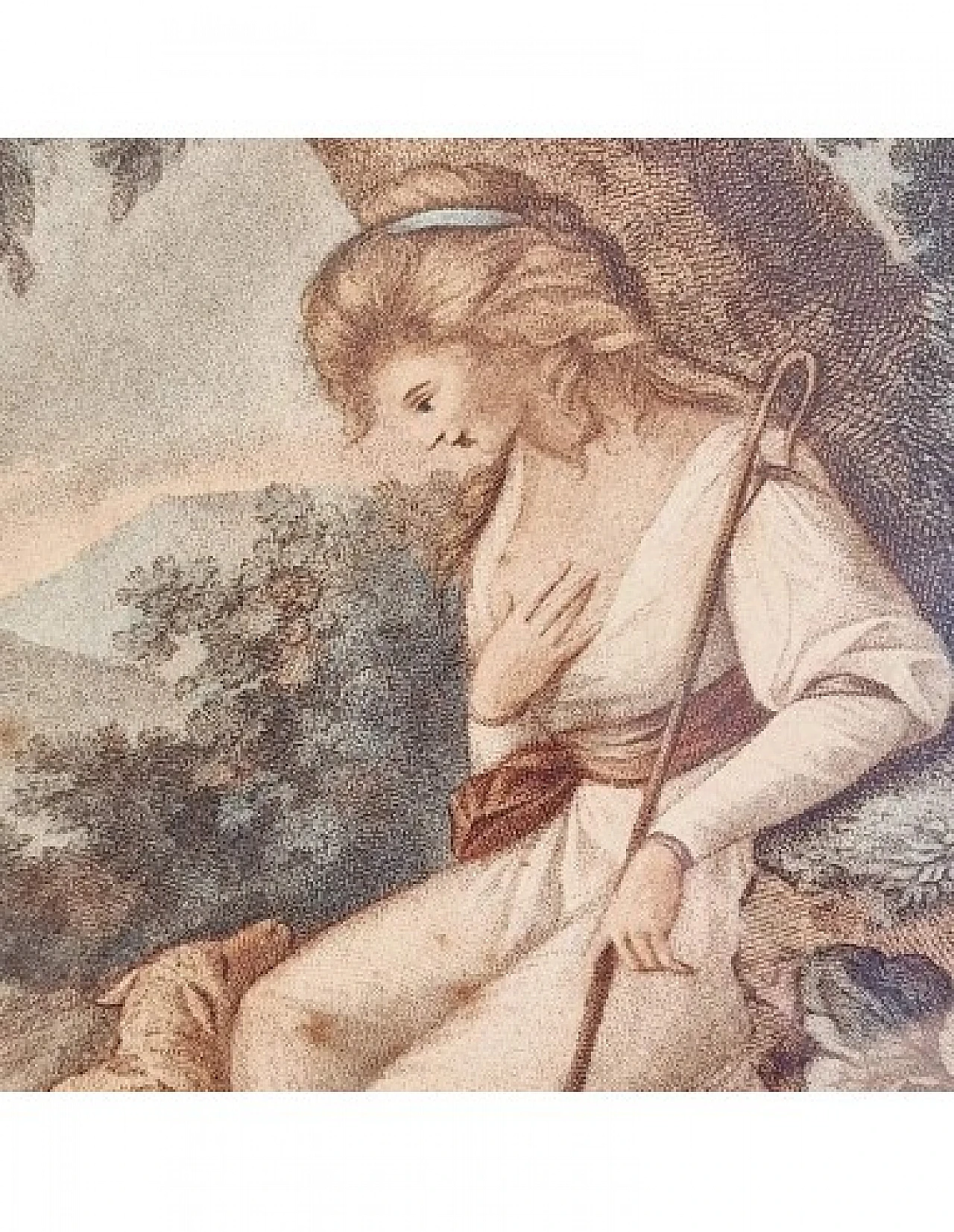The Sheperdess, incisione acquerellata, fine '700 2