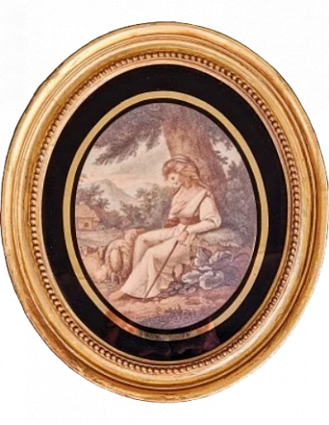 The Sheperdess, watercolour engraving, late 18th century