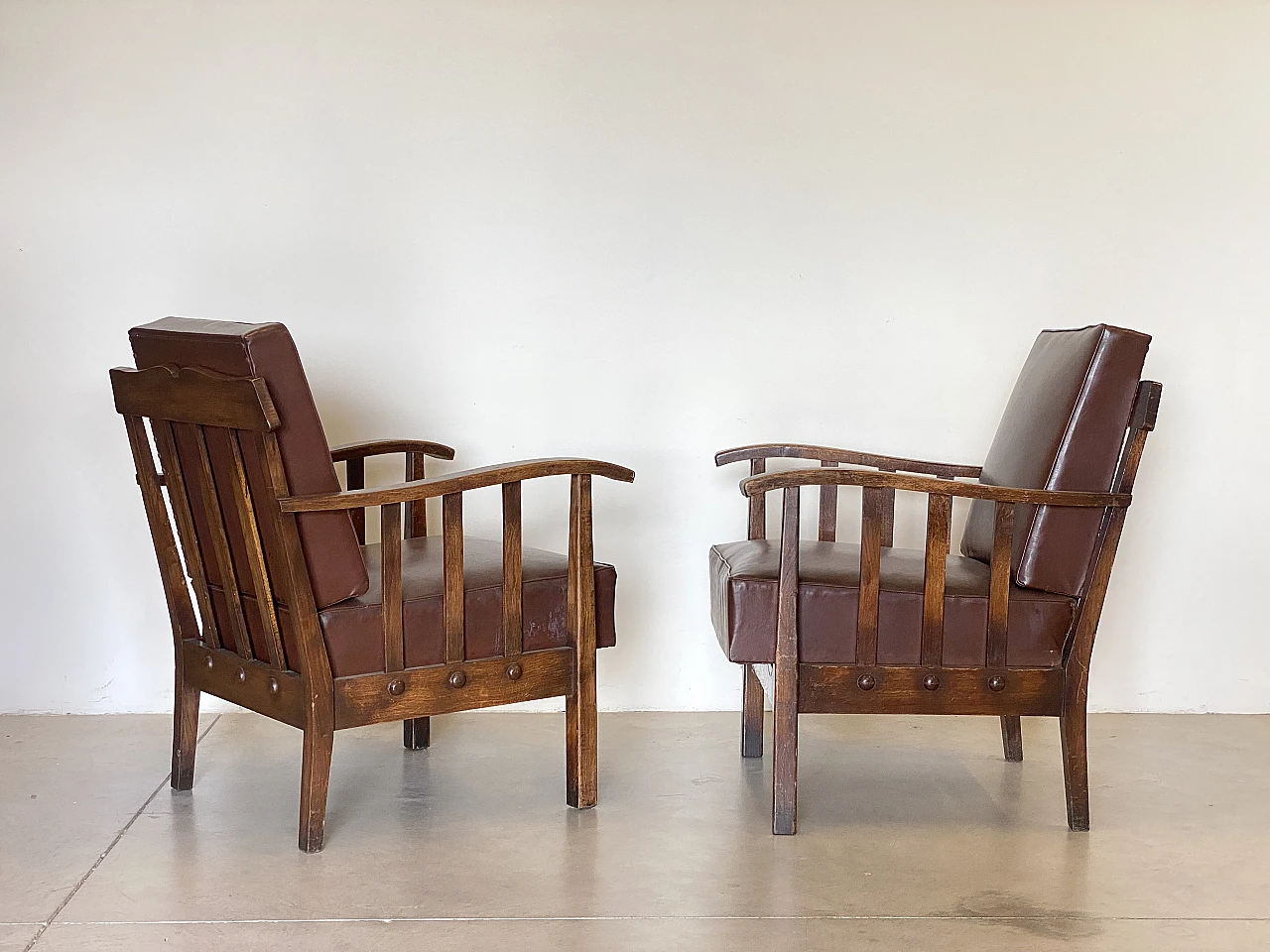 Pair of oak armchairs from the 1960s 2