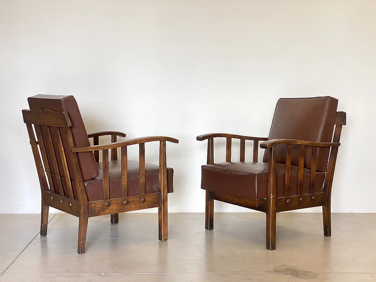 Pair of oak armchairs from the 1960s 5