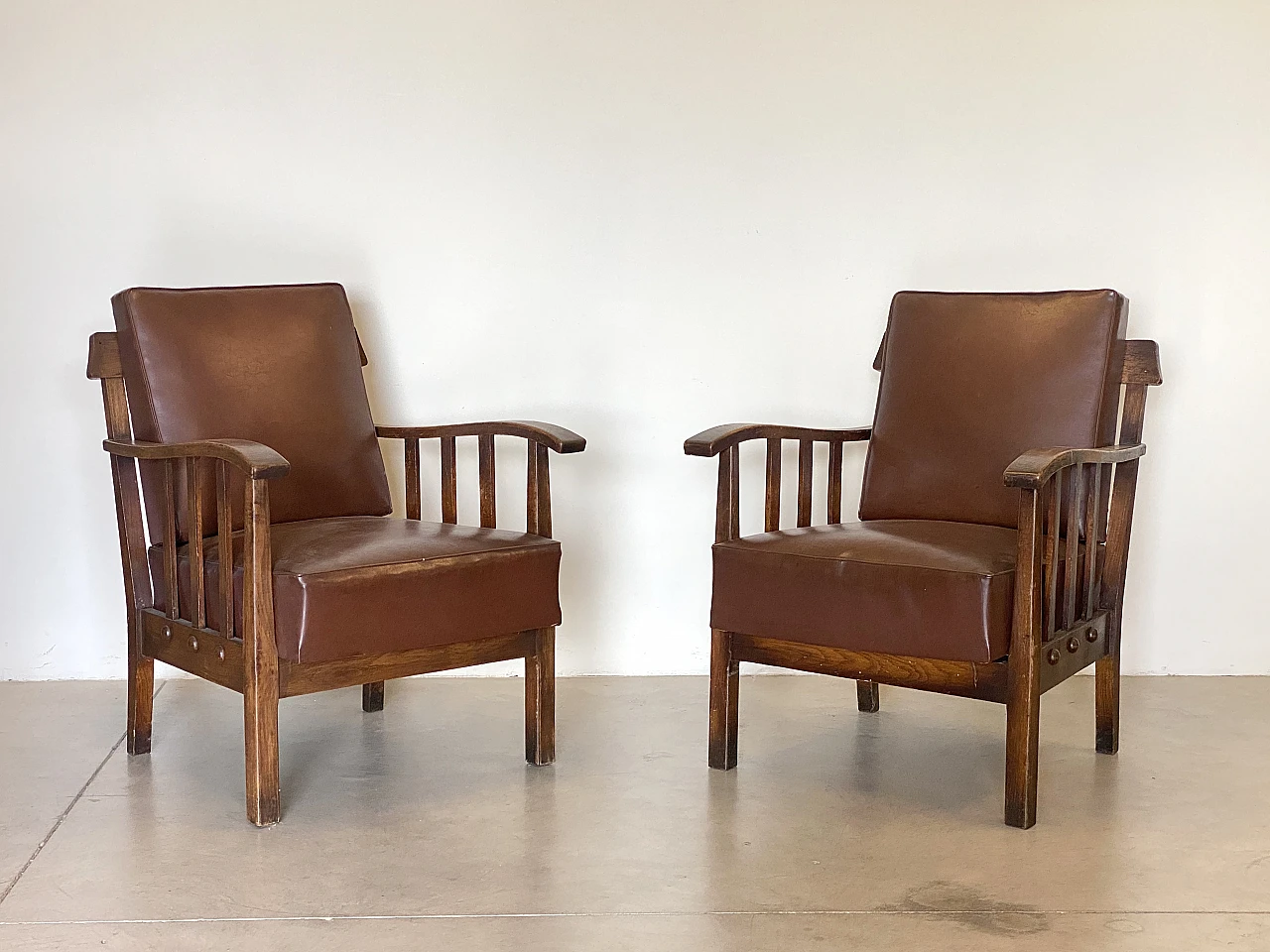 Pair of oak armchairs from the 1960s 6