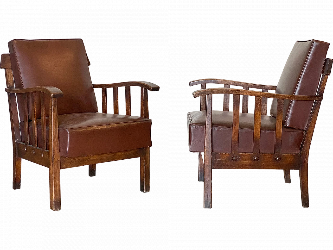 Pair of oak armchairs from the 1960s 19