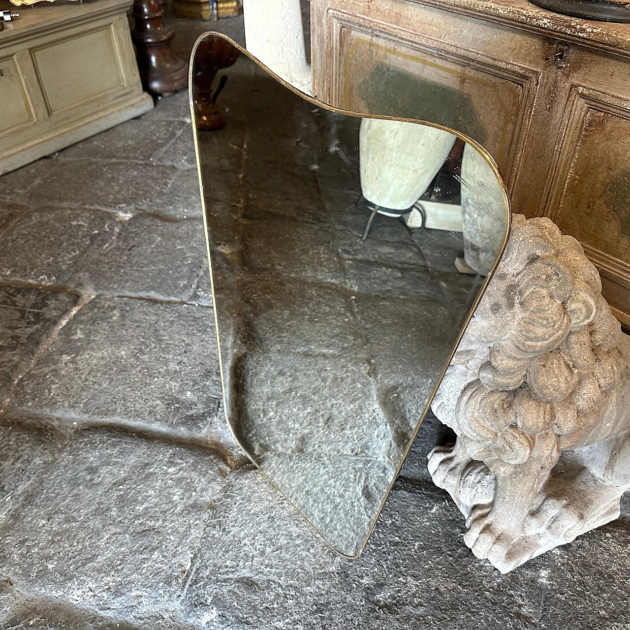 Biscuit-shaped brass mirror by Gio Ponti, 1950s 4