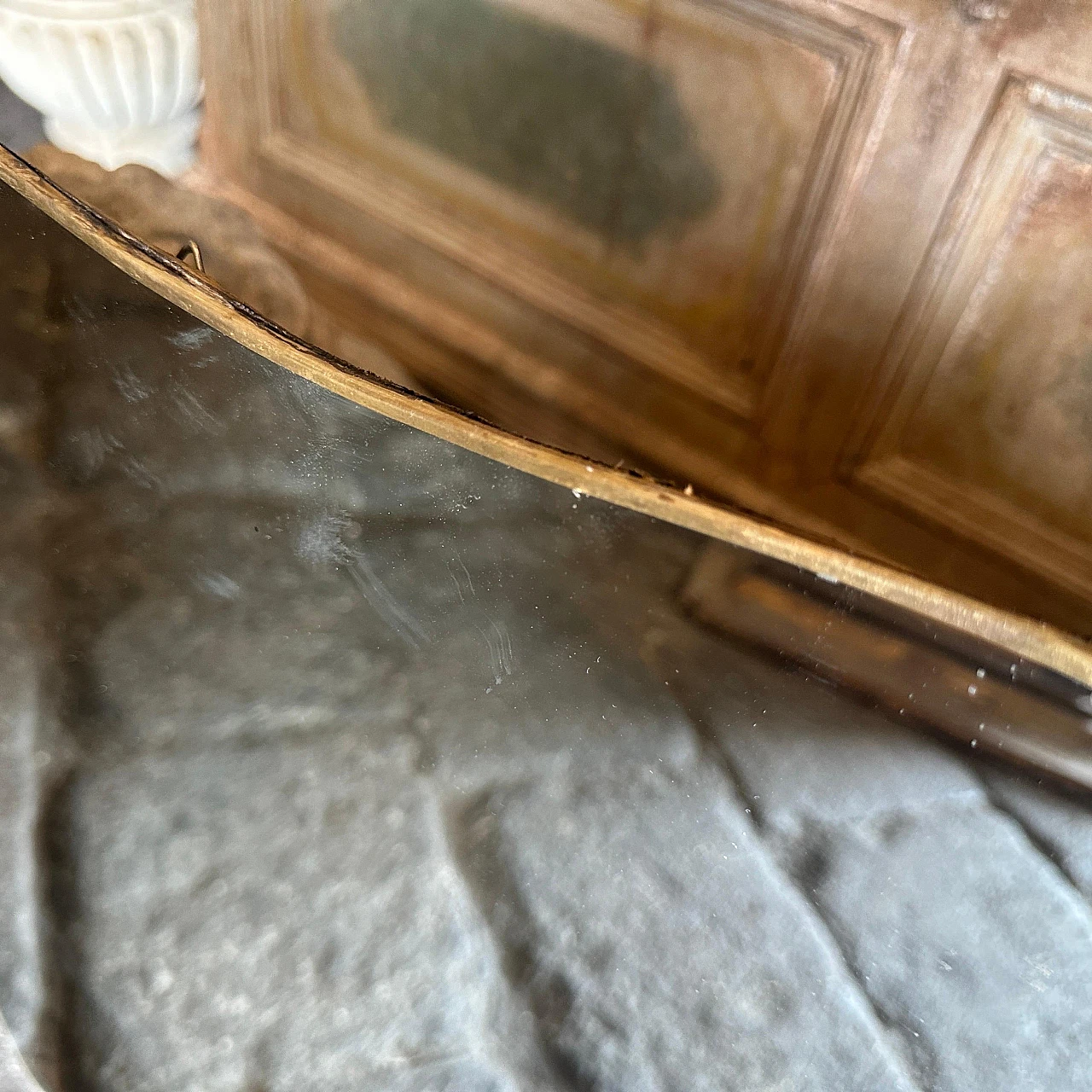 Biscuit-shaped brass mirror by Gio Ponti, 1950s 7