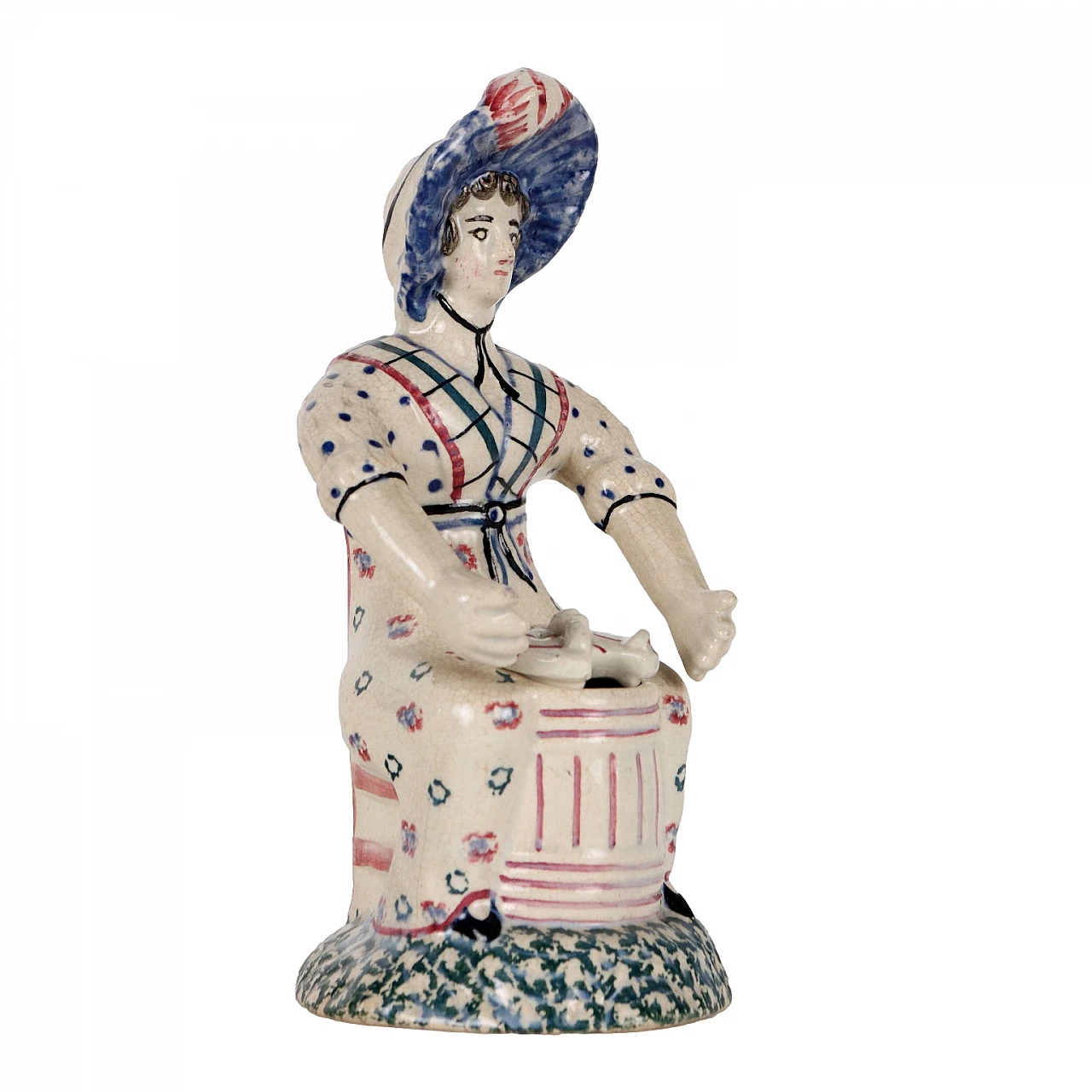 Mostardiera in maiolica di Nevers dipinta, fine '800 1