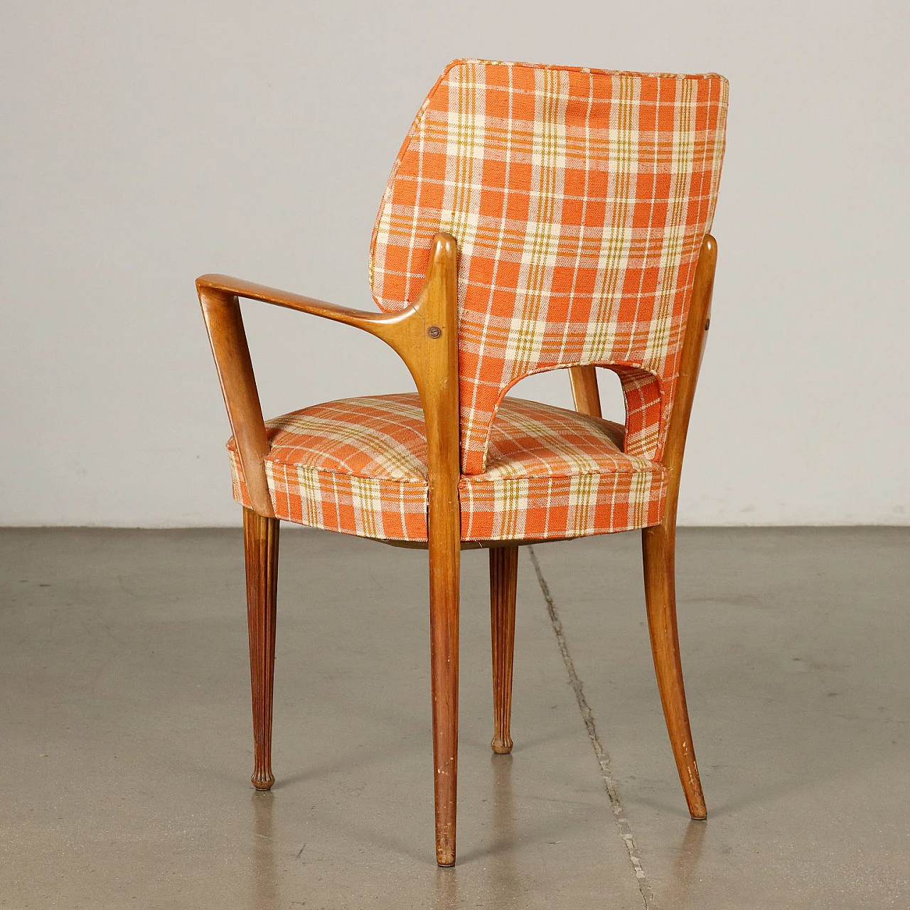 4 Sedie in faggio imbottite con gambe tornite, anni '50 9