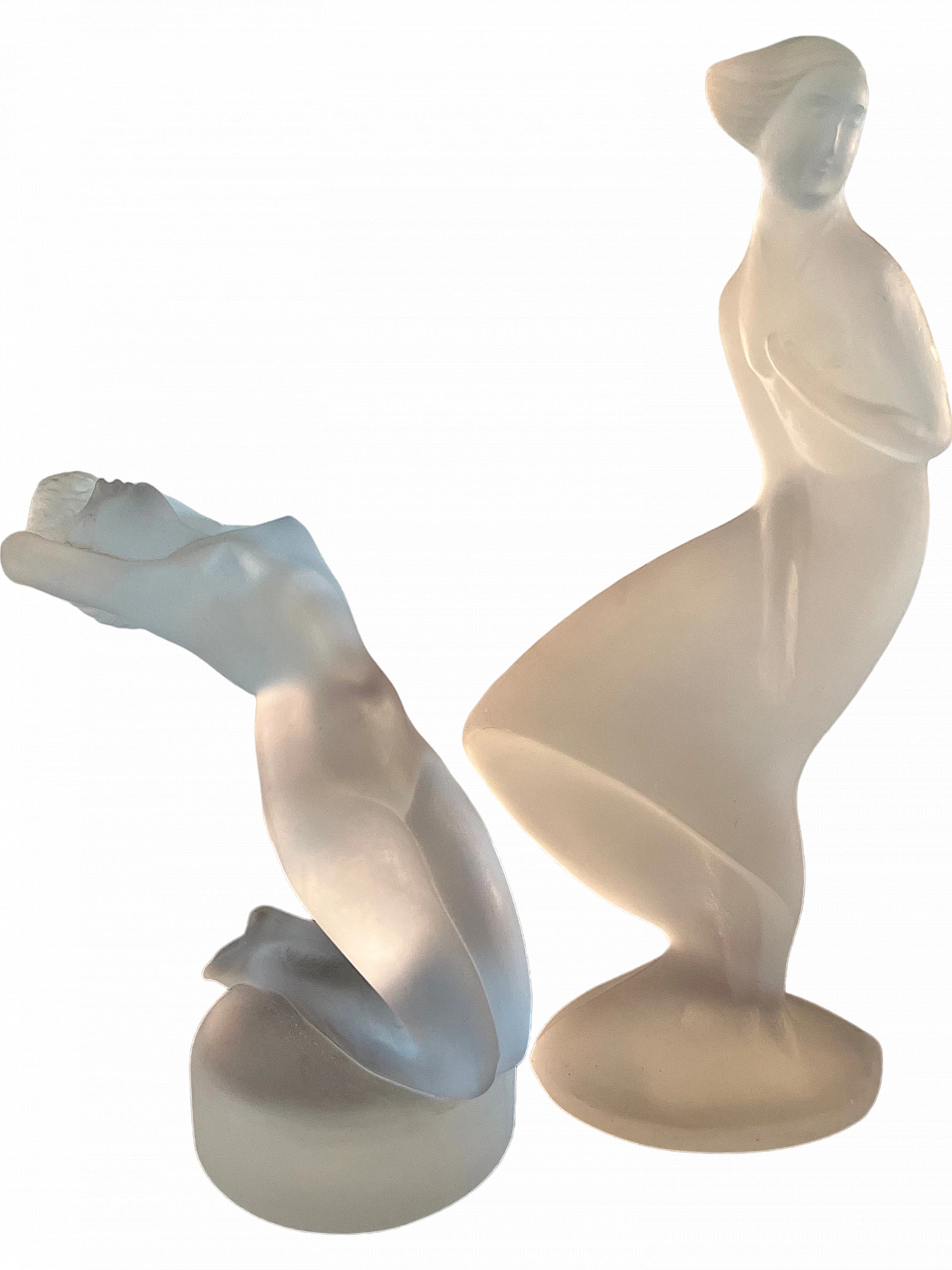 Coppia di statuine figure femminili in vetro, anni '20 5