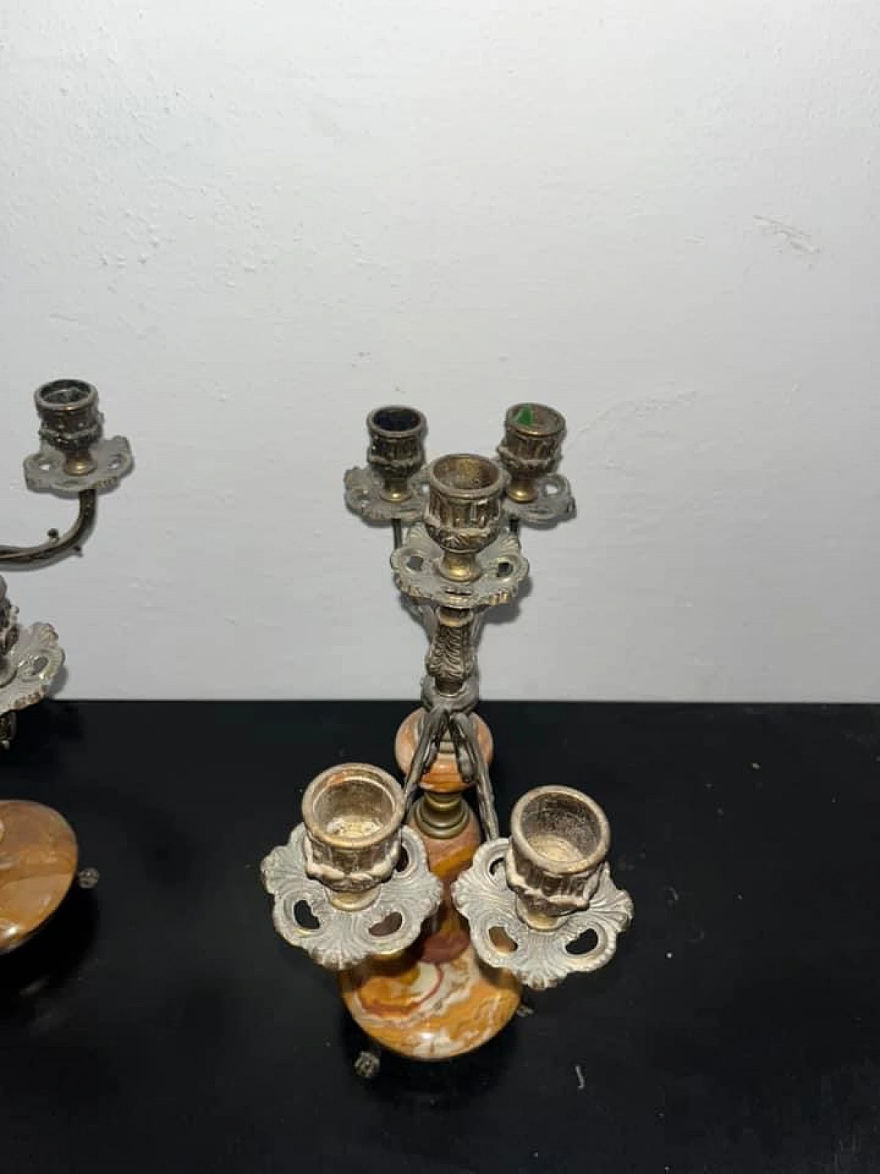 Candelabri portacandele ottone e onice, anni '60 3