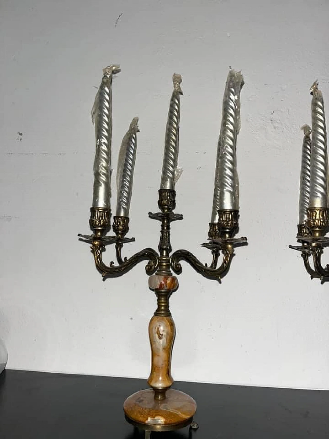 Candelabri portacandele ottone e onice, anni '60 6