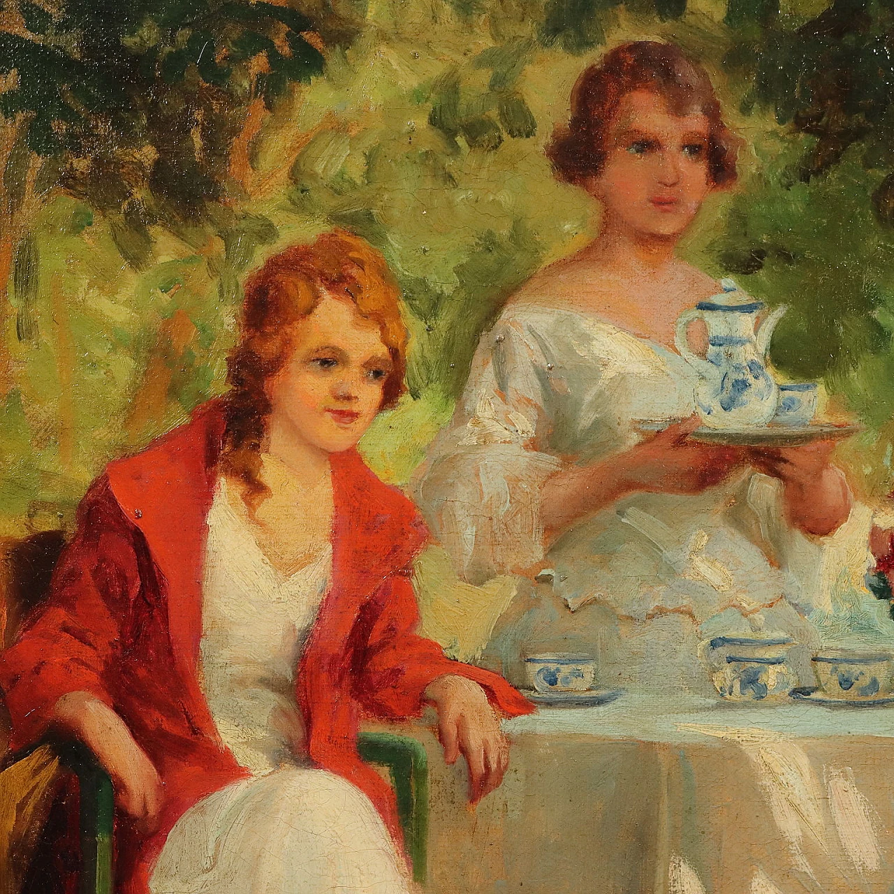 Genre scene in the garden, oil on canvas 3