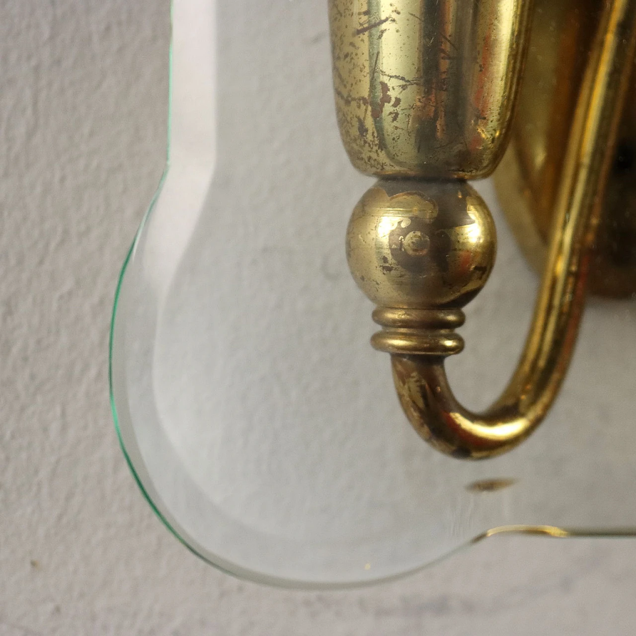 Brass and glass wall lamps, 1950s 4