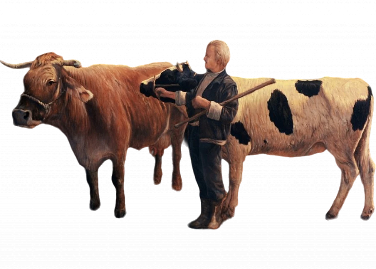 Nella stalla di Armando Romano, olio su tela, anni '80 13