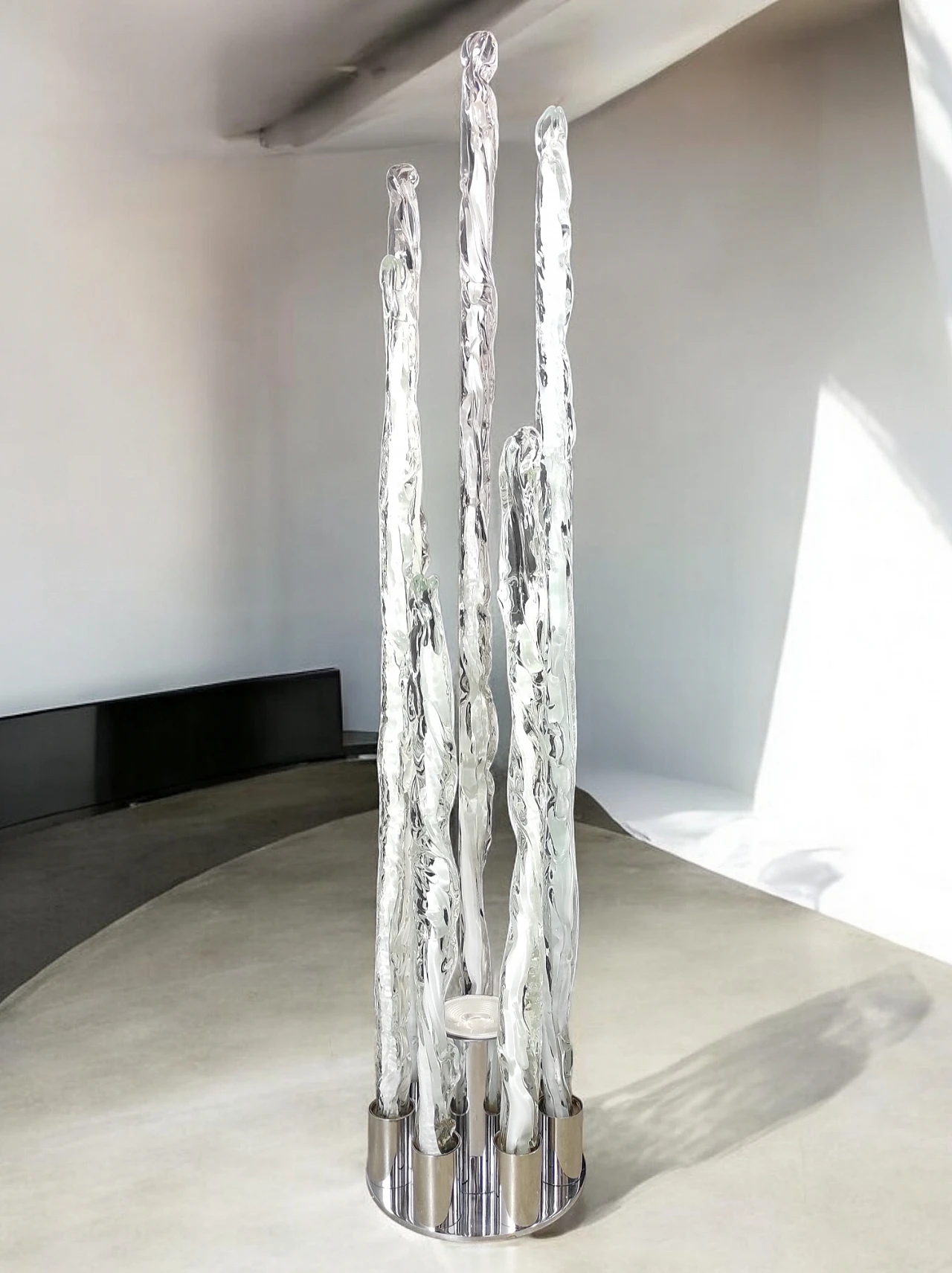 Excalibur floor lamp in glass, 1970s 1