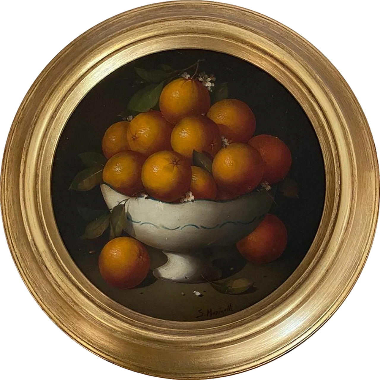 Cesto con arance di Salvatore Marinelli, olio su tela, anni 2000 5