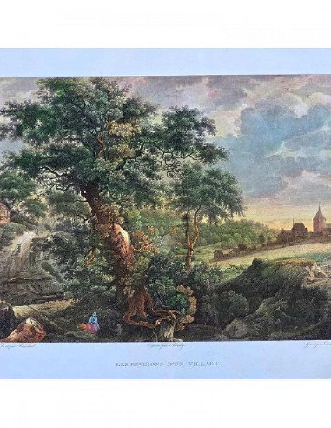 Paesaggio di campagna, incisione acquerellata, '800 1