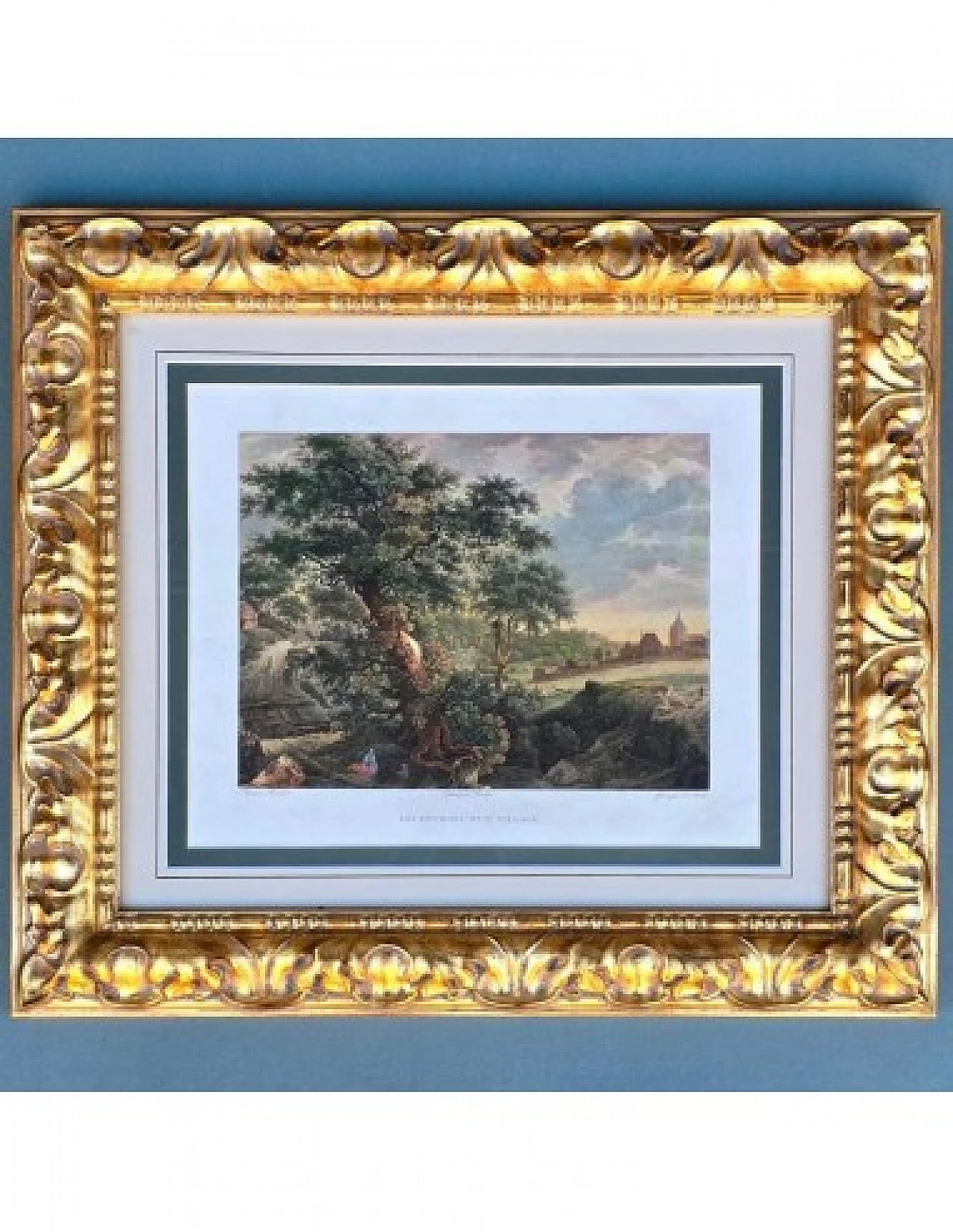 Paesaggio di campagna, incisione acquerellata, '800 8