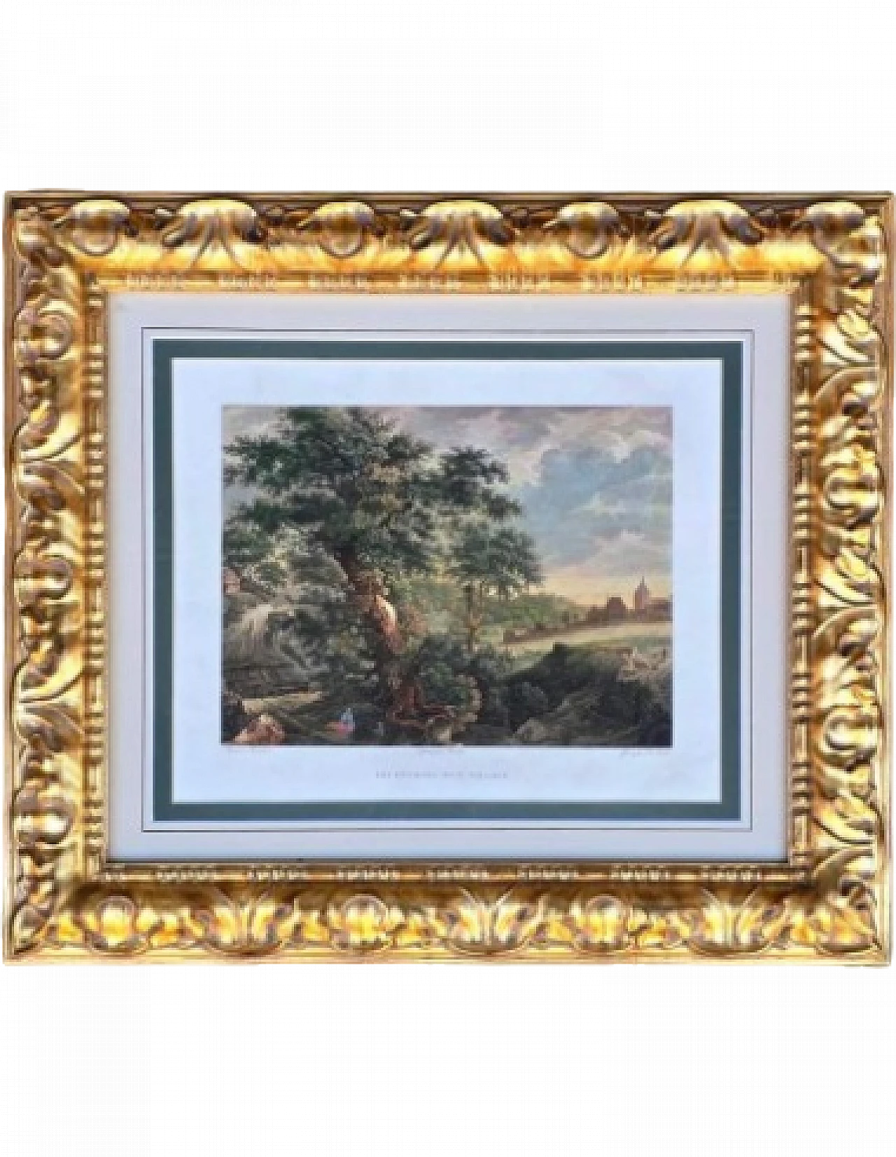 Paesaggio di campagna, incisione acquerellata, '800 12