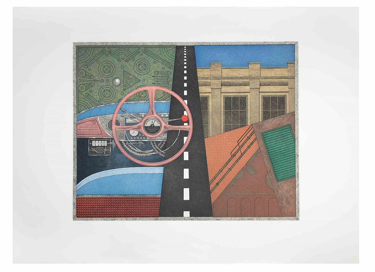 Fifo Stricker, Taxi: steering wheel, Etching Aquatint 1980s-1990s 1