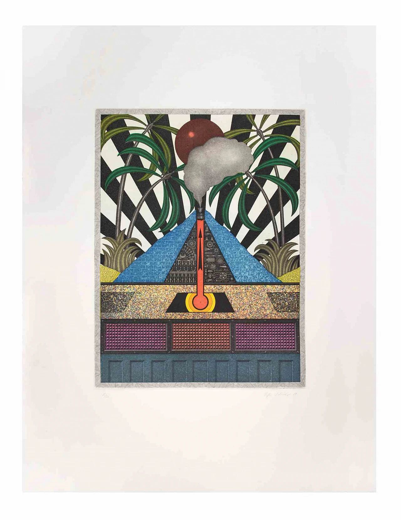 Fifo Stricker, Blue Volcan, Etching Aquatint 1980s-1990s 1