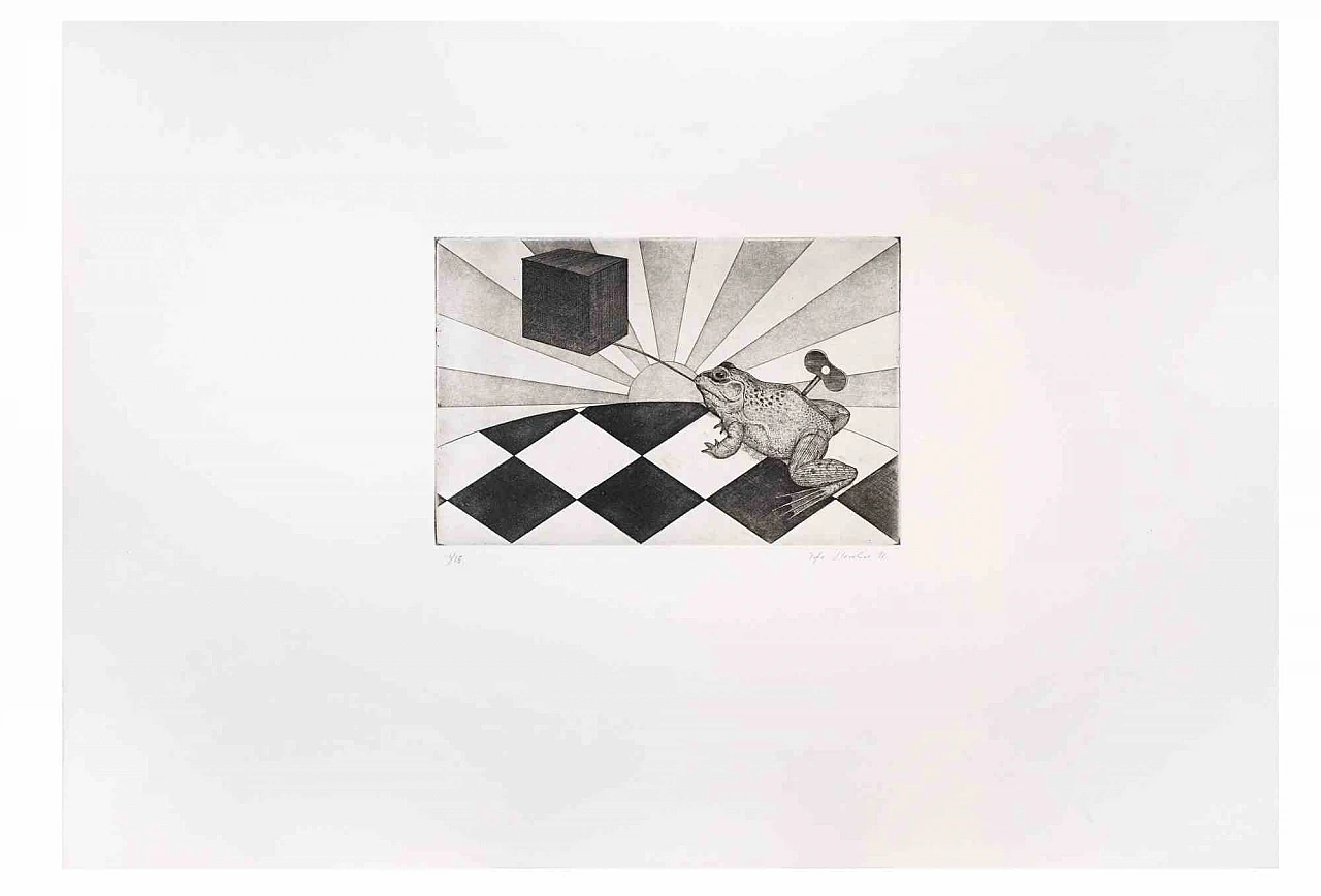 Fifo Stricker, Weightlifter, Aquatint Etching 1980s-1990s 1