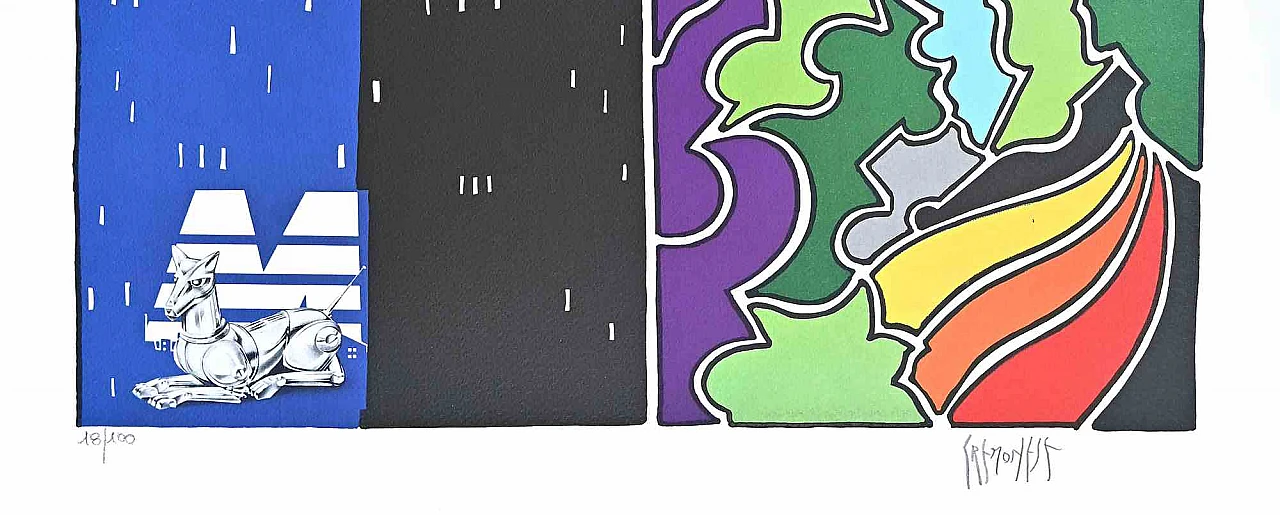 Antonio Cremonese, Abstract Urban Landscape, Lithograph 2000s 2