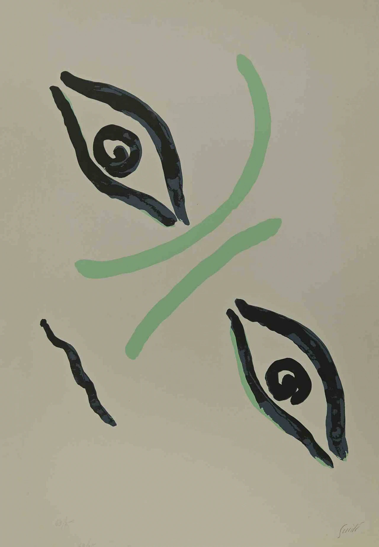 Virgilio Guidi, Countess Portrait, Lithograph 1960s-1970s 1