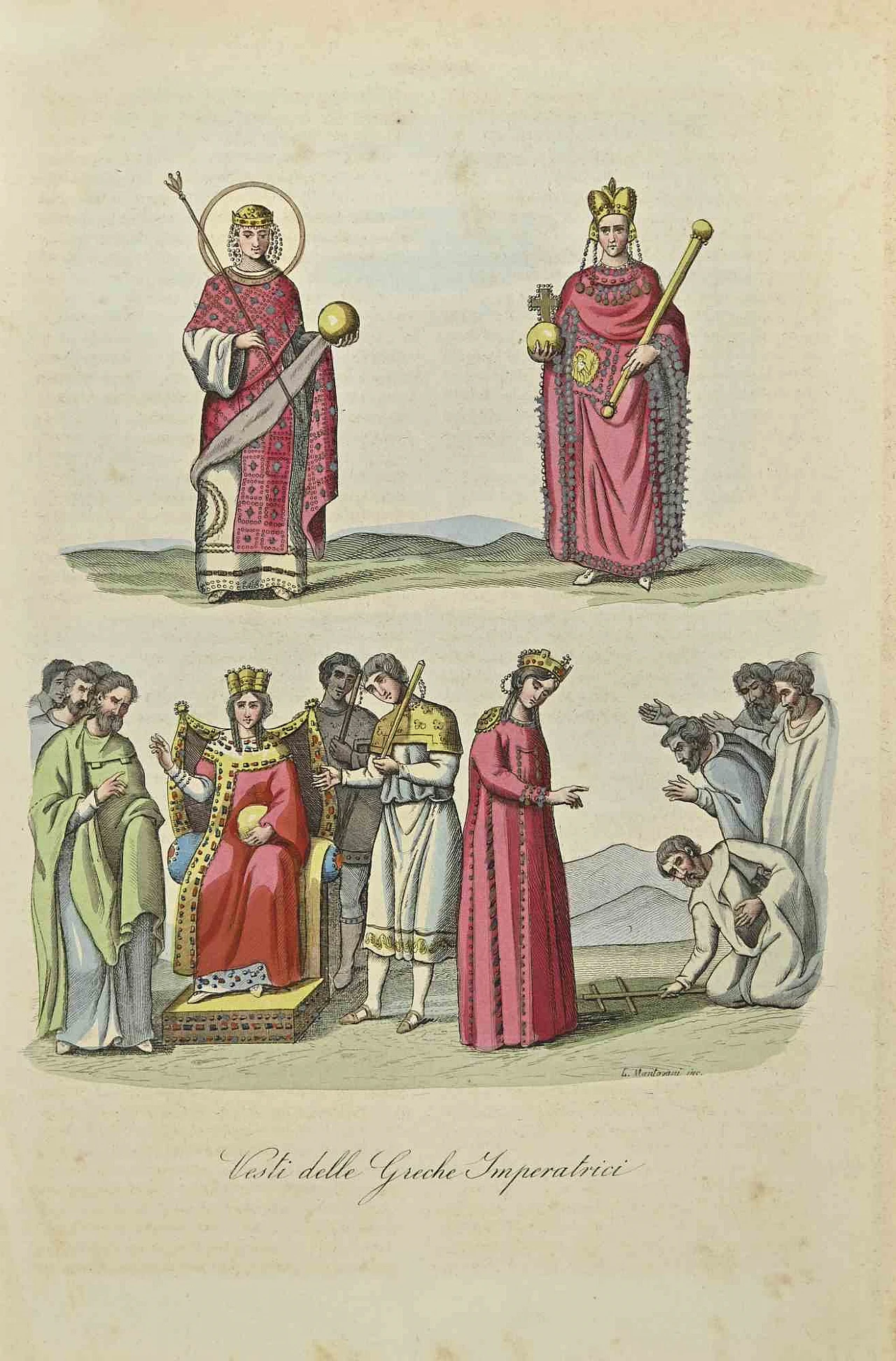 Various Authors, Robes of the Greek Empresses, Lithograph 19th century 1