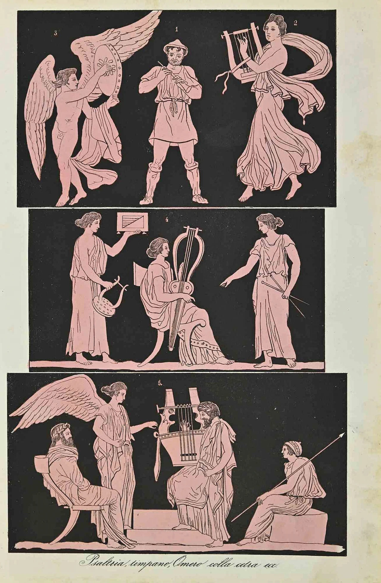 Various Authors, Lyre, Lithograph 19th century 1
