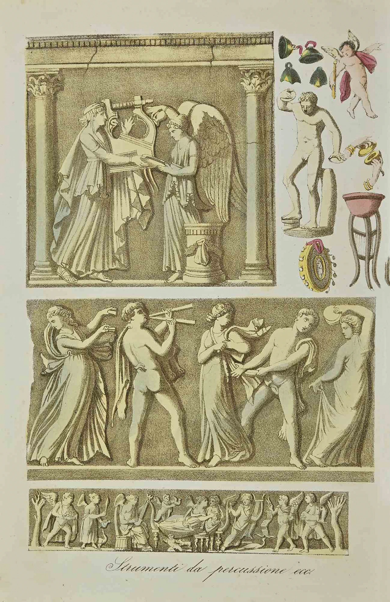 Various Authors, Percussion Instruments, Lithograph 19th century 1