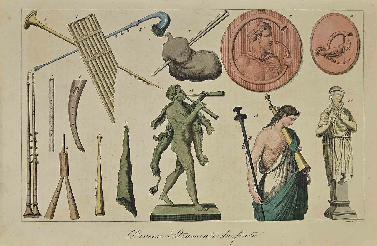 Various Authors, Various Wind Instruments, Lithograph 19th century 1